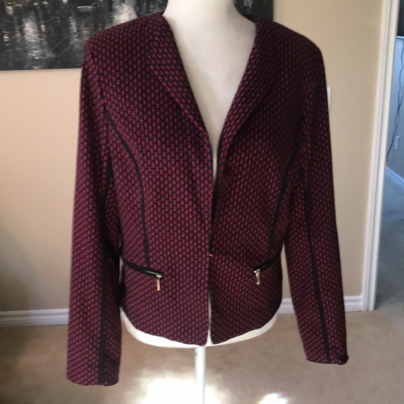 XOXO Red/Black Zipper Pockets Single Hook Closure Lined Blazer-Size XL - Picture 5 of 10